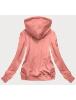 Dámska športová mikina v broskyňovej farbe s potlačou (N7283)