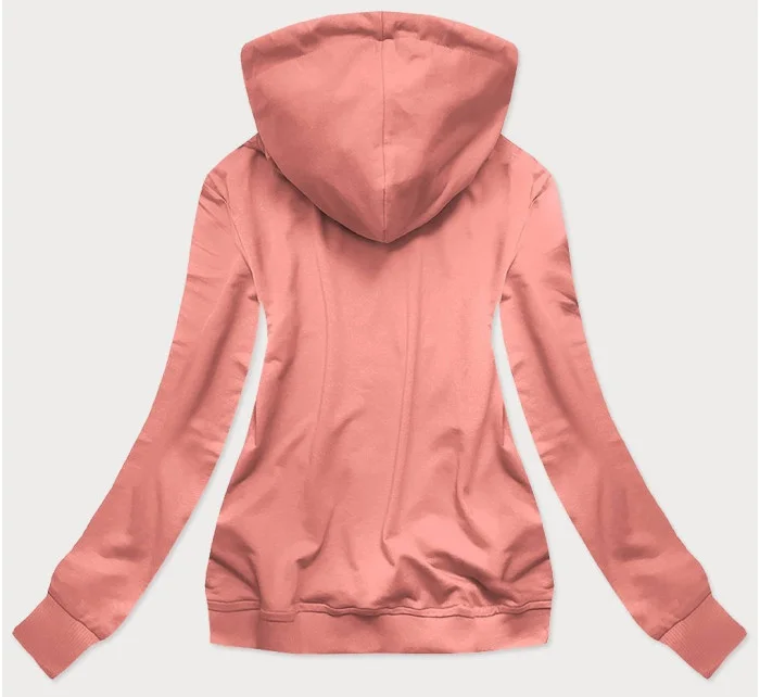 Dámska športová mikina v broskyňovej farbe s potlačou (N7283)