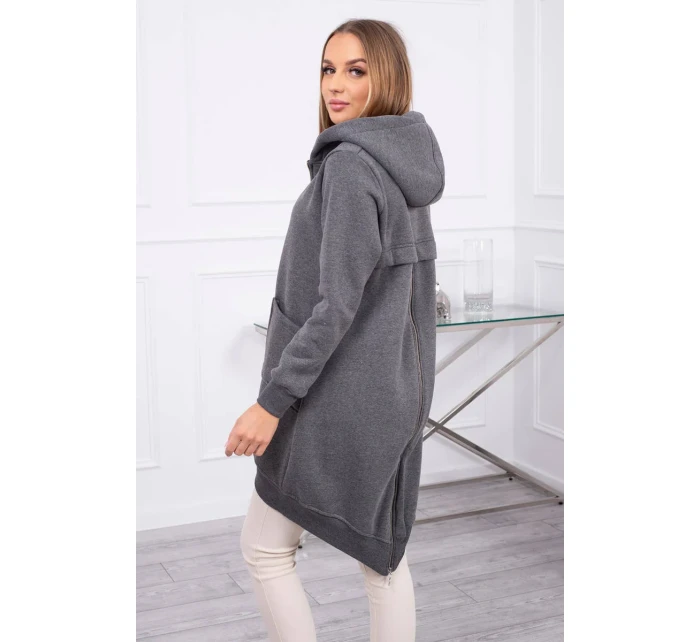 Zateplená mikina so zipsom na chrbte grafitová