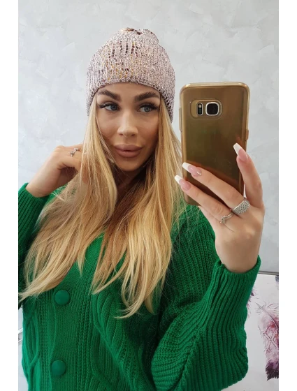 Čiapka s mohérom Leopard K233 púdrovo ružová