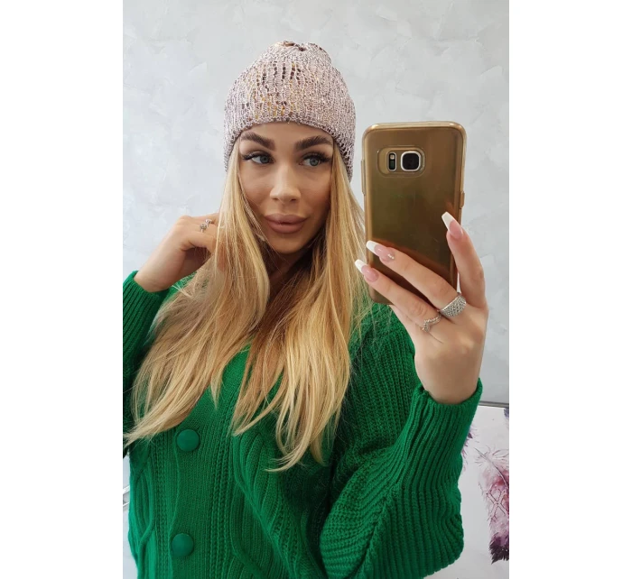 Čiapka s mohérom Leopard K233 púdrovo ružová