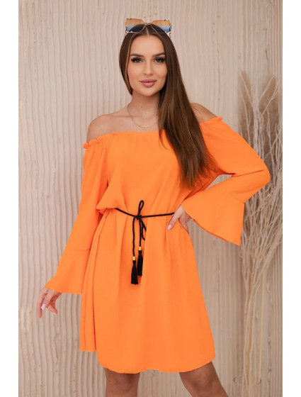 Šaty viazané v páse so šnúrkou oranžová