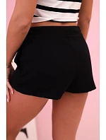 Dámske bavlnené šortky so šnúrkou na stiahnutie čierne