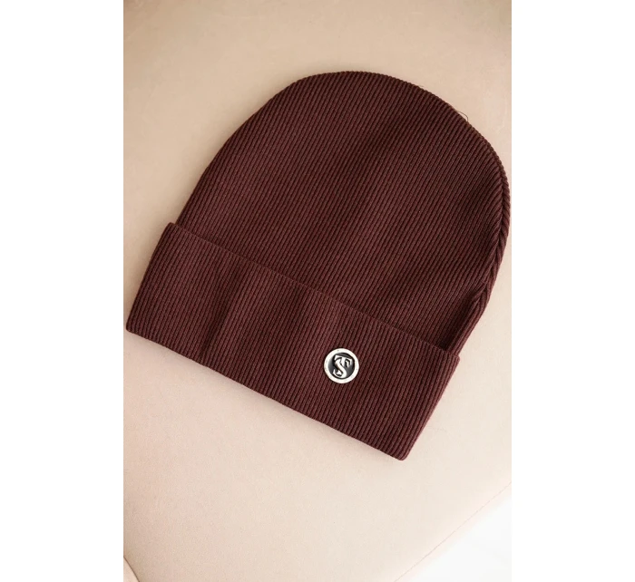 Dámska čiapka z modalu a viskózy s ozdobným gombíkom hnedá Dámska čiapka z modalu a viskózy s ozdobným gombíkom hnedá