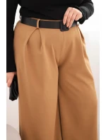 Dámske Plus veľkosť široké nohavice s opaskom Camel