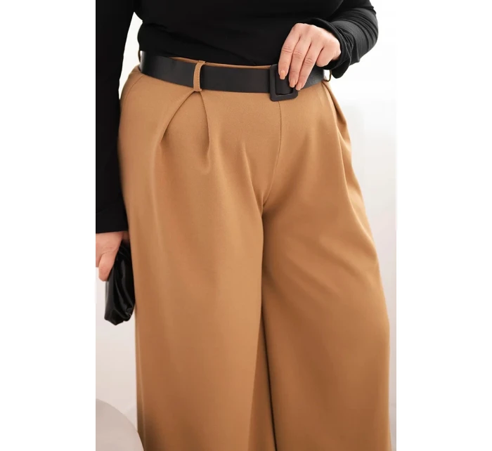 Dámske Plus veľkosť široké nohavice s opaskom Camel