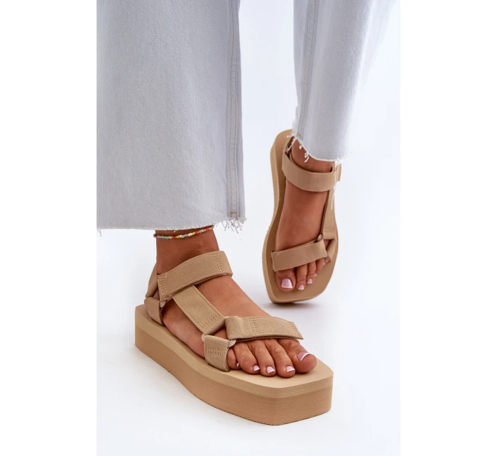 Sandały Damskie Na Platformie Beżowe Edireda Sandały Damskie Na Platformie Beżowe Edireda