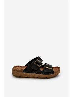 Lehké pohodlné pánské sandály s přezkami model 21665691 Černé - Inblu