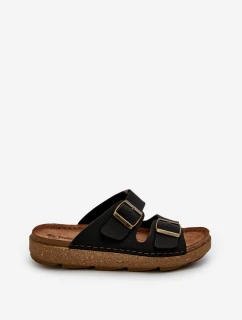 Lekkie Wygodne Klapki Męskie Z Klamrami Inblu MT000016 Czarne