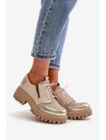 Półbuty Damskie Ze Skóry Naturalnej Beżowe Maciejka 06177-04