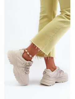 Dámske tenisky na robustnej podrážke s ozdobným šnurovaním béžovej farby Relissa