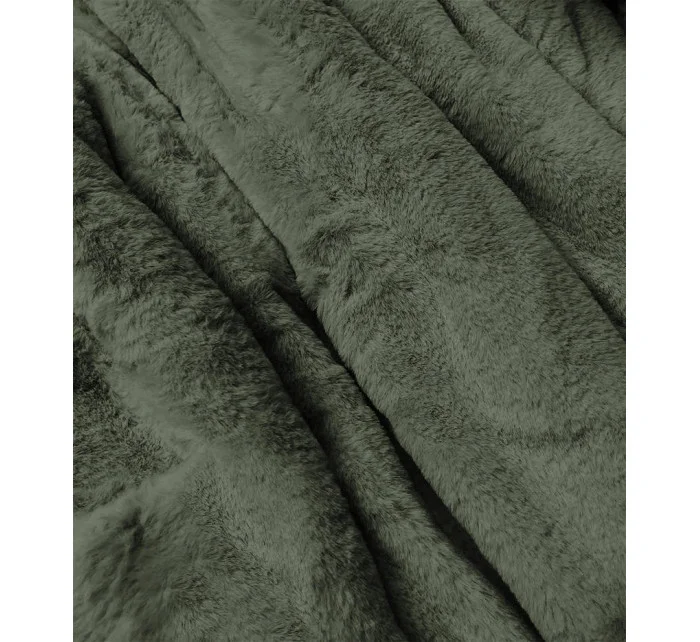 Dámska teplá zimná bunda obojstranná čierna/khaki (w610)