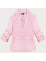 Světle růžové tenké sako s nařasenými rukávy model 19749831 - MADE IN ITALY