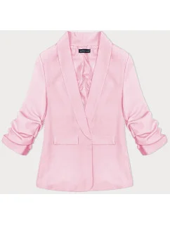 Světle růžové tenké sako s nařasenými rukávy model 19749831 - MADE IN ITALY
