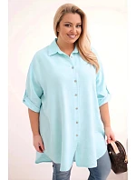 Dámske tričko z viskózy v nadmernej veľkosti s dlhším chrbtom Blue