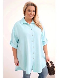 Dámske tričko z viskózy v nadmernej veľkosti s dlhším chrbtom Blue