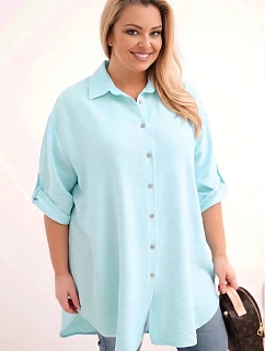 Dámske tričko z viskózy v nadmernej veľkosti s dlhším chrbtom Blue