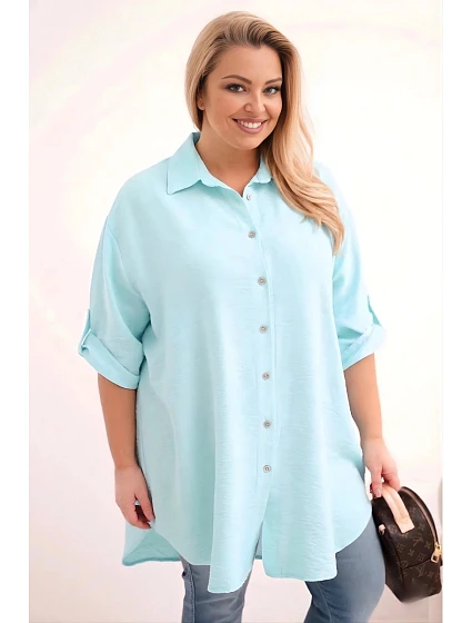 Dámske tričko z viskózy v nadmernej veľkosti s dlhším chrbtom Blue