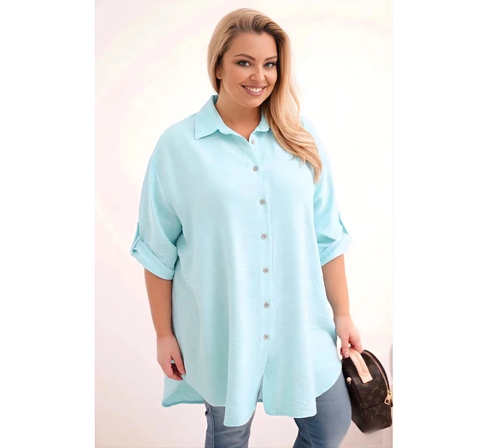 Dámske tričko z viskózy v nadmernej veľkosti s dlhším chrbtom Blue