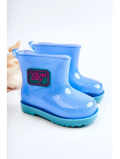 Dziecięce Brokatowe Kalosze Niebieskie Rain