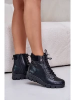 Lehké Zateplené Dámské Boty Na Platformě A Klínu Černé model 21674010 - Boto