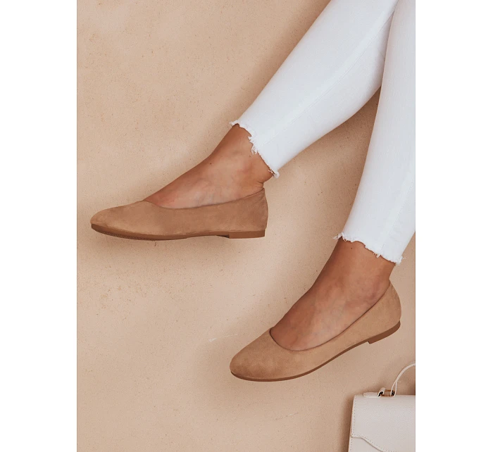 Dámske semišové baleríny ZY0672 hnedé - Seastar