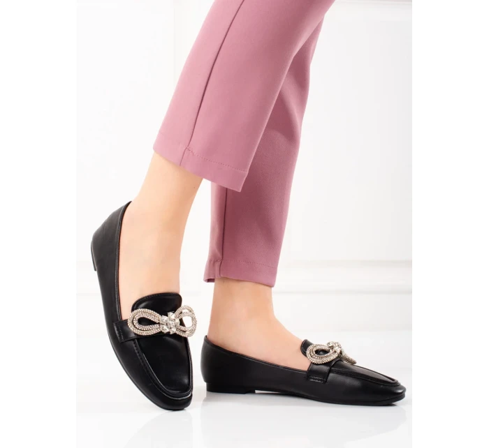 Krásné dámské černé  mokasíny bez podpatku