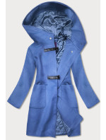 Svetlomodrý krátky dámsky kabát s kapucňou (GSQ2311)