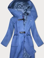 Dámsky krátky kabát s kapucňou modrý (gsq2311)