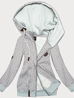 Otvorená mikina s kapucňou a malými srdiečkami biela (2316)