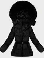Zimná bunda s kapucňou a opaskom J Style black (5M3322-392)