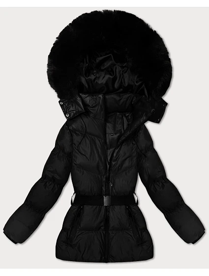 Zimná bunda s kapucňou a opaskom J Style black (5M3322-392) Zimná bunda s kapucňou a opaskom J Style black (5M3322-392)