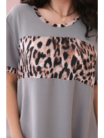 Šaty s leopardím vzorom šedej farby
