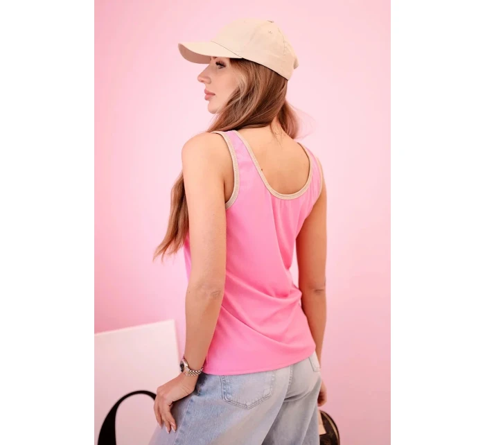 Dámská halenka na ramínka s ozdobným lemem světle růžová