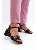 Elegantní Lakované Sandály Na Podpatku Černé D&A model 21659766 - S.Barski