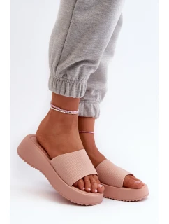 Klapki Damskie Na Platformie I Koturnie Różowe Vimarils