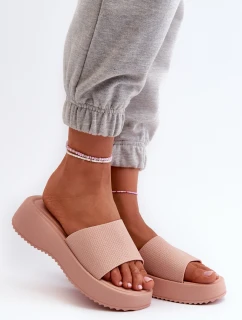 Klapki Damskie Na Platformie I Koturnie Różowe Vimarils