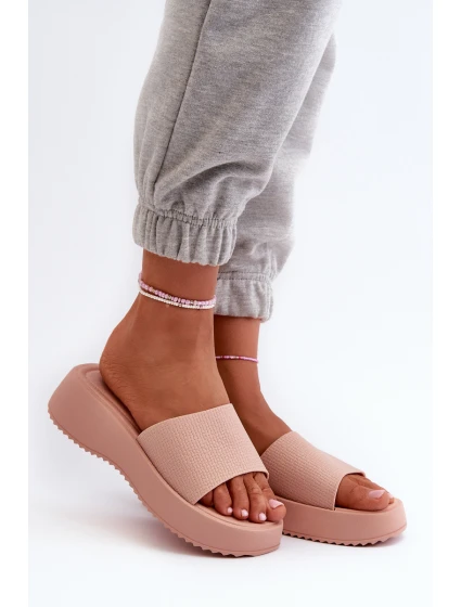 Klapki Damskie Na Platformie I Koturnie Różowe Vimarils Klapki Damskie Na Platformie I Koturnie Różowe Vimarils