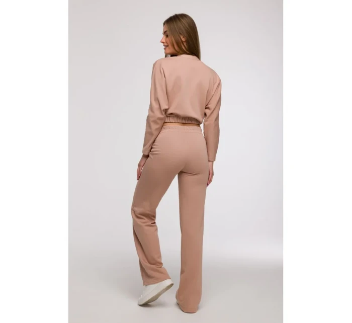 Široké kalhoty s předními  mocca model 21047275 - BeWear