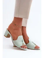 Dámske papuče s vysokým podpätkom z eko semišu, mätová Yemenna