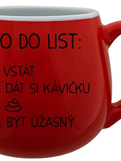 TO DO LIST: BE AMAZING - červený keramický hrnček 300 ml