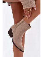 Dámske členkové topánky na podpätku 6350 Beige - Ideálna obuv Dámske členkové topánky na podpätku 6350 Beige - Ideálna obuv