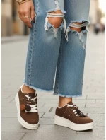 Dámske semišové tenisky s ozdobnou platformou hnedej farby FashionStreet ZY1415
