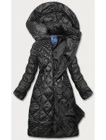 Čierna dlhá dámska prešívaná bunda (ag1-j9082b)
