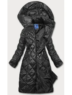 Čierna dlhá dámska prešívaná bunda (ag1-j9082b)