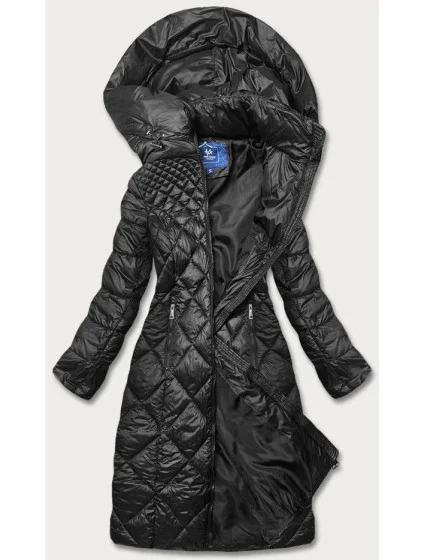 Čierna dlhá dámska prešívaná bunda (ag1-j9082b)