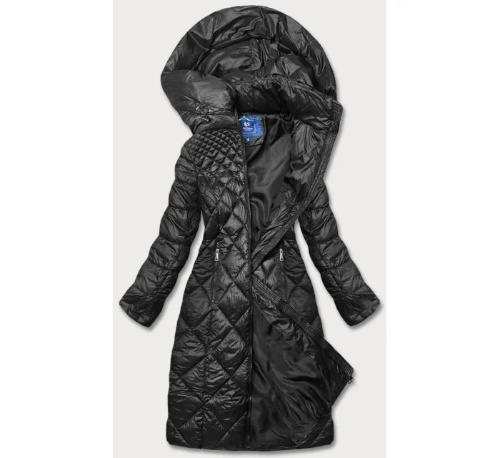 Čierna dlhá dámska prešívaná bunda (ag1-j9082b)