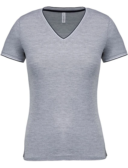 Kariban K 394 Dámske tričko s piké vzorom a výstrihom do V 20.K394 oxford grey/navy/white Kariban K 394 Dámske tričko s piké vzorom a výstrihom do V 20.K394 oxford grey/navy/white