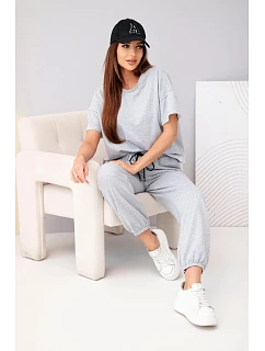 Dámska bavlnená blúzka s krátkym rukávom a tepláky Grey