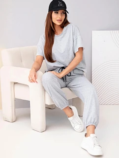 Dámska bavlnená blúzka s krátkym rukávom a tepláky Grey